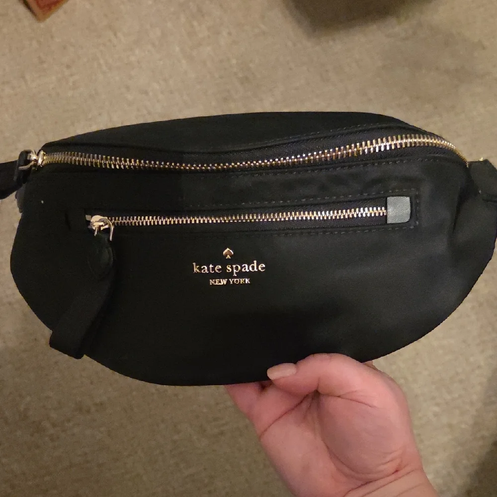 kate spade black nylon waist bag with gold zippers - Picture 2 of 9